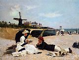 Alexander Rossi Canvas Paintings - On The Beach
